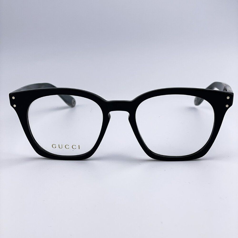 SALE! NEW GUCCI LOGO GG0572O 009 Black Grey Demo Square Unisex Eyeglasses